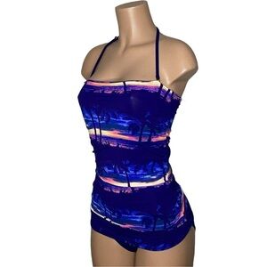 Tommy Bahama Sunset Sky Bandeau One Piece Tummy Control Swimsuit Women's 12T